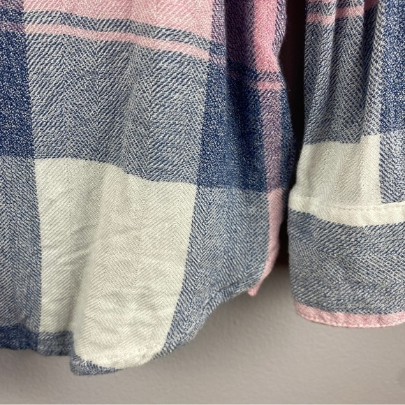 Beachlunchlounge Pink Blue Plaid Rayon Button Down Shirt XS - Picture 7 of 12